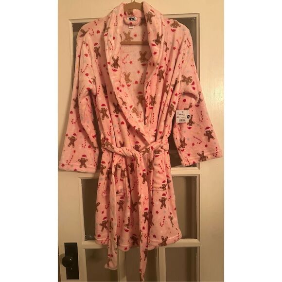 Christmas pastel pink gingerbread O/S HOLIDAY women’s   fleece fleece - Picture 5 of 10